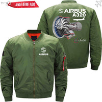 Thumbnail for AIRBUS A320 CFM56 turbofan aircraft engines Ma-1 Bomber Jacket Flight Jacket Aviator Jacket THE AV8R