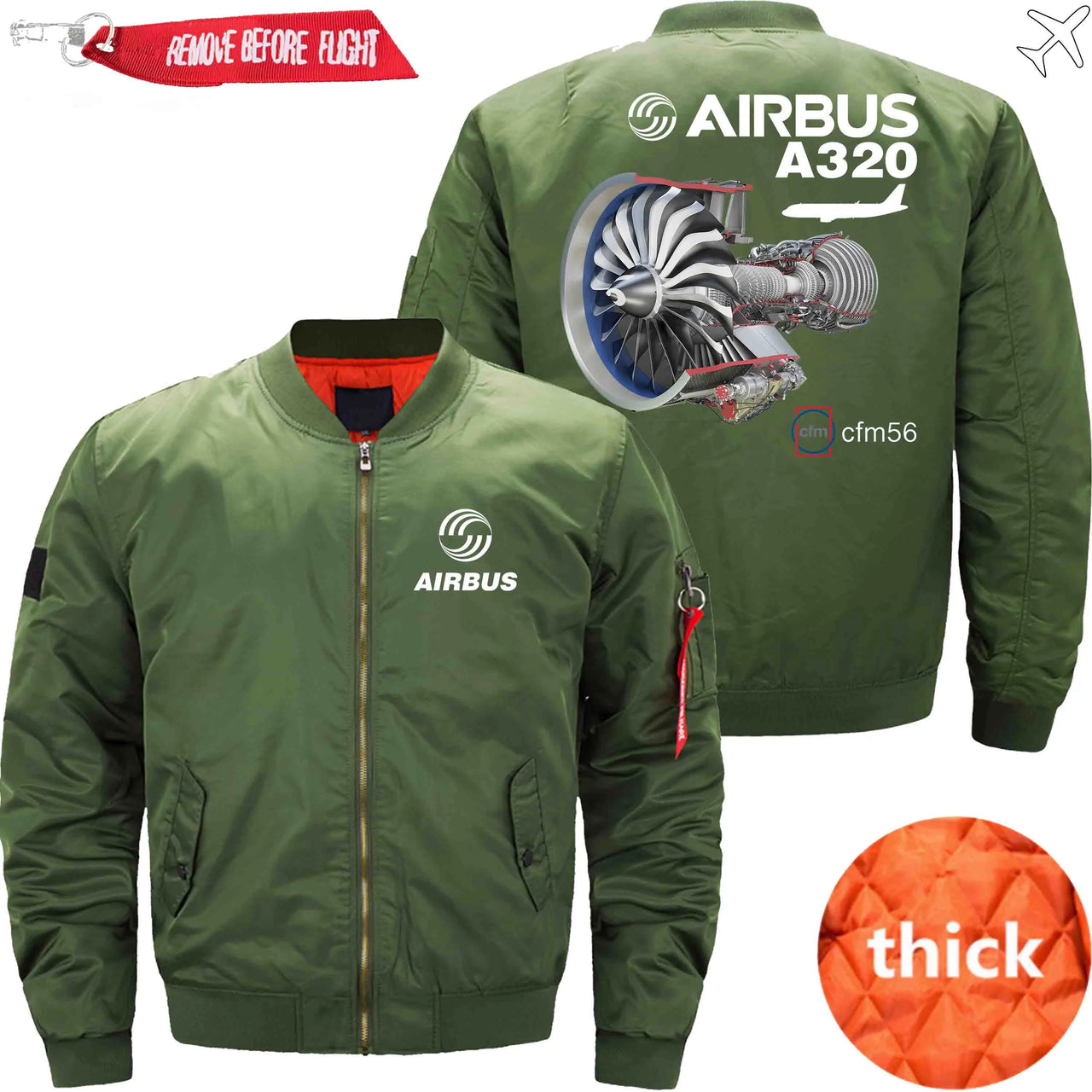 AIRBUS A320 CFM56 turbofan aircraft engines Ma-1 Bomber Jacket Flight Jacket Aviator Jacket THE AV8R