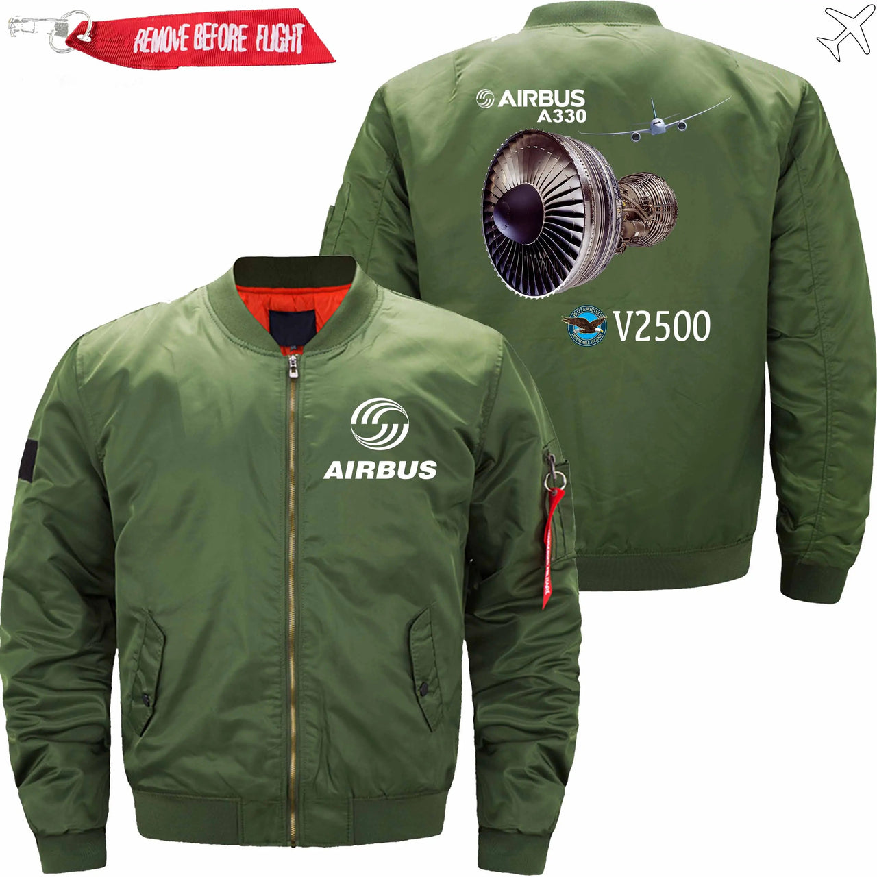 AIRBUS A330  IAE V2500 ENGINE Ma-1 Bomber Jacket Flight Jacket Aviator Jacket THE AV8R