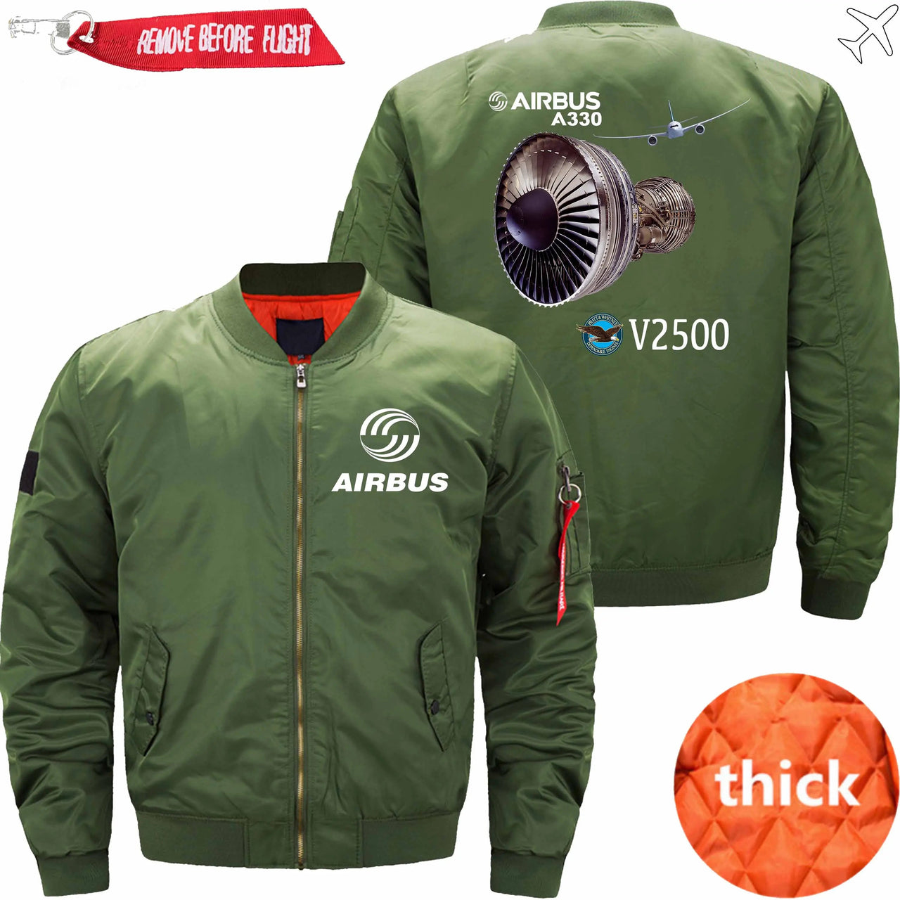 AIRBUS A330  IAE V2500 ENGINE Ma-1 Bomber Jacket Flight Jacket Aviator Jacket THE AV8R