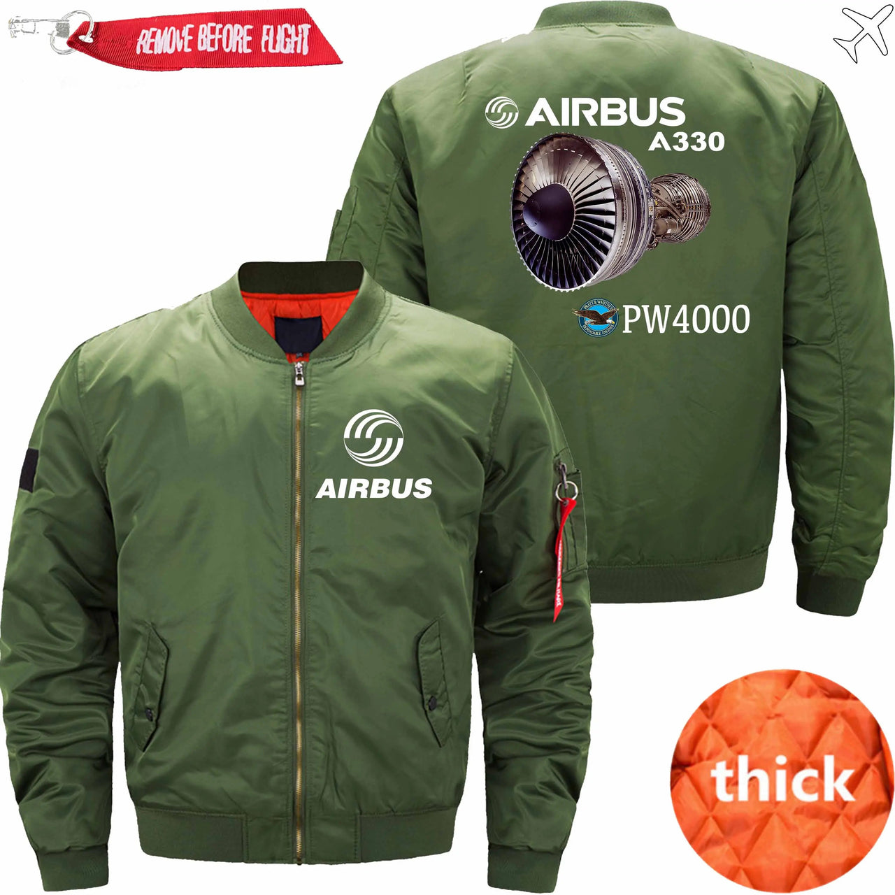 AIRBUS A330 Pratt & Whitney PW4000 Engine Ma-1 Bomber Jacket Flight Jacket Aviator Jacket THE AV8R