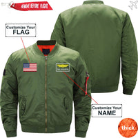 Thumbnail for CUSTOM FLAG & NAME WITH BADGE 2 DESIGNED PILOT  S - JACKET THE AV8R