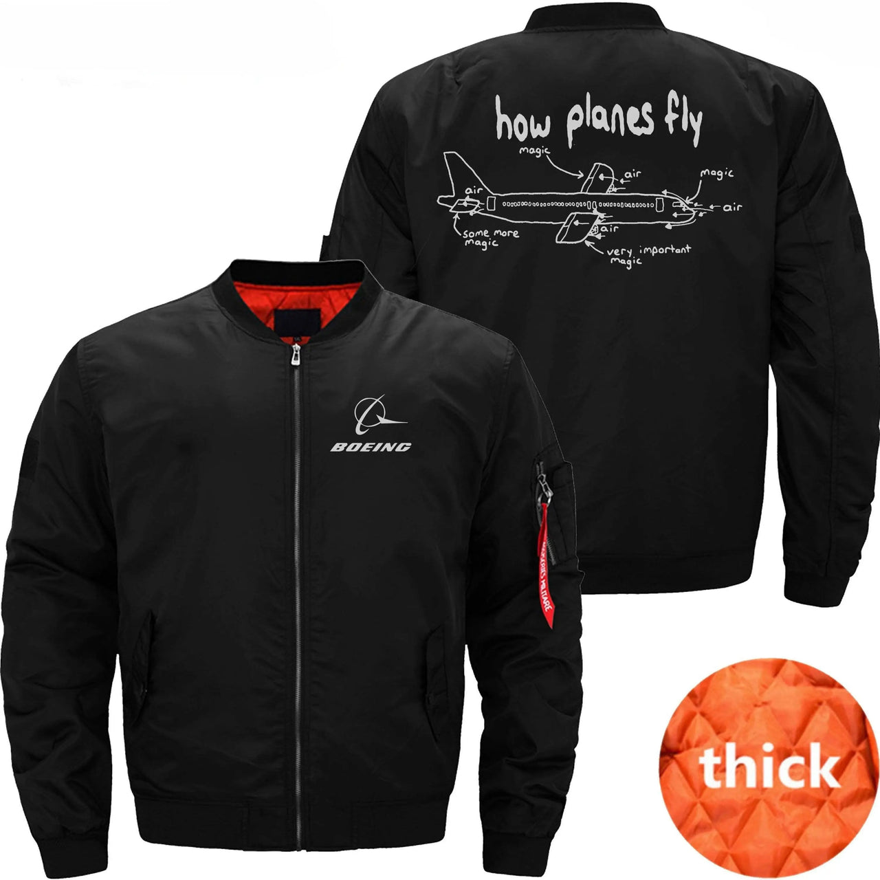 HOW PLANES FLY Ma-1 Bomber Jacket Flight Jacket Aviator Jacket THE AV8R