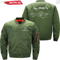 Thumbnail for HOW PLANES FLY Ma-1 Bomber Jacket Flight Jacket Aviator Jacket THE AV8R