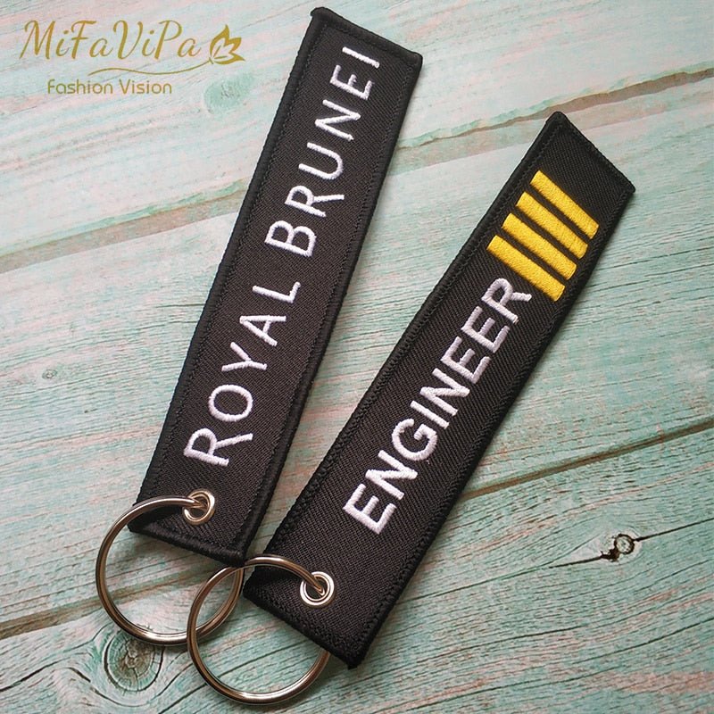 A ROYAL BRUNEI SIDE B ENGINEER EMBROIDERY KEY CHAIN - PILOTSX