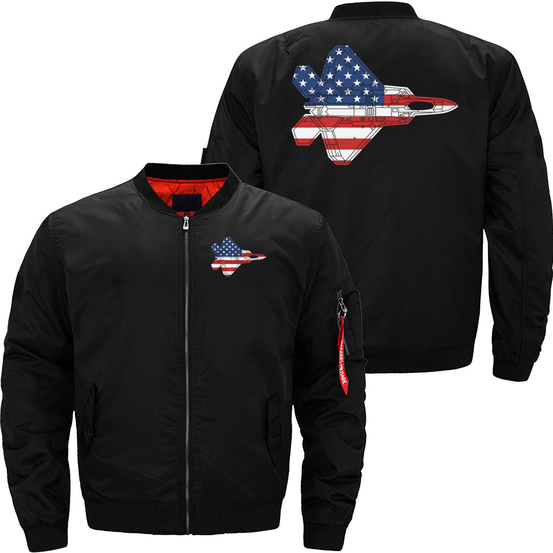 F-22 Raptor Fighter Jet Airplane American Flag F22 JACKET THE AV8R