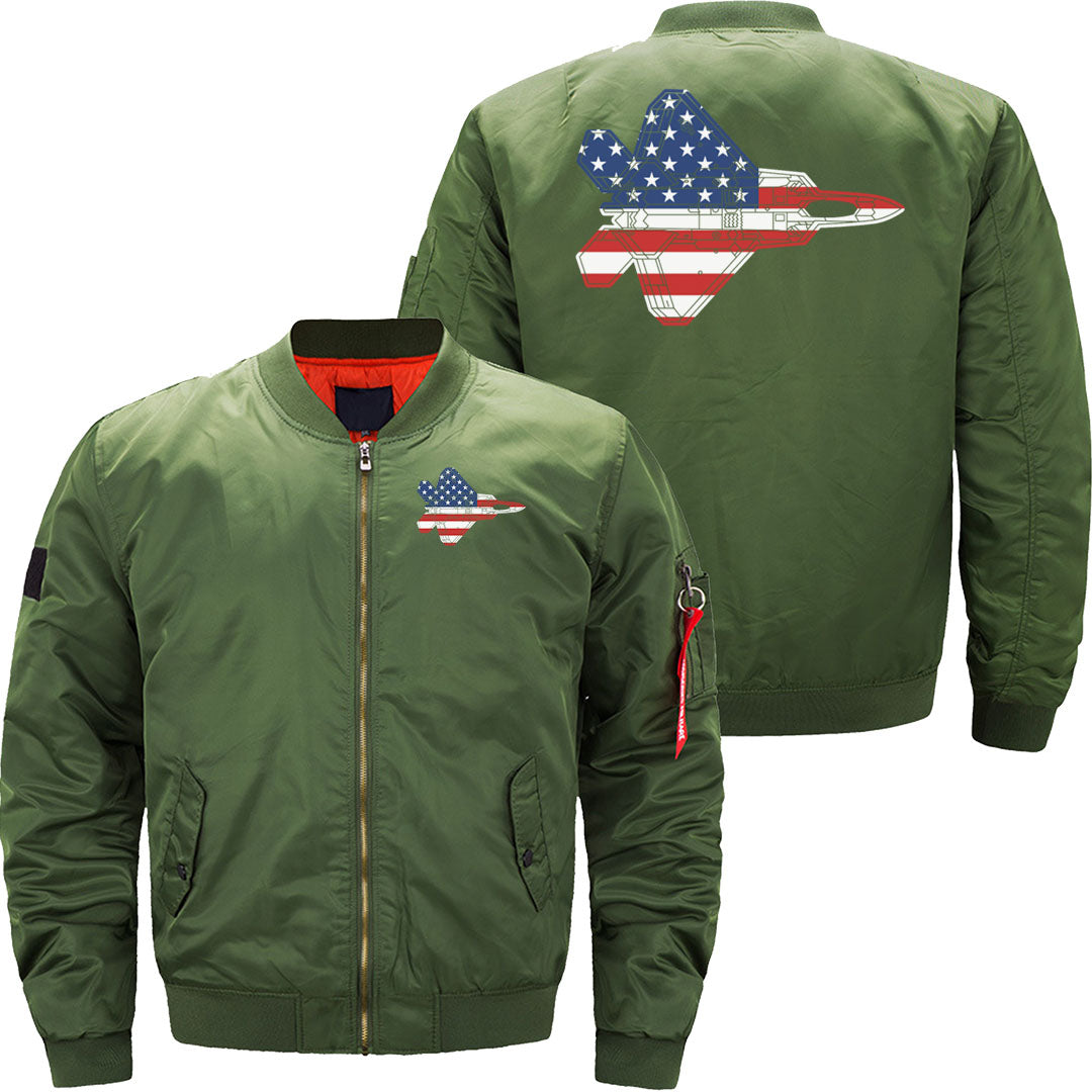 F-22 Raptor Fighter Jet Airplane American Flag F22 JACKET THE AV8R