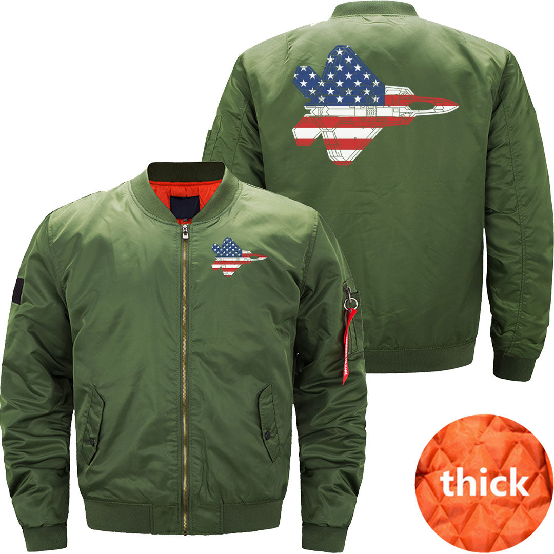 F-22 Raptor Fighter Jet Airplane American Flag F22 JACKET THE AV8R