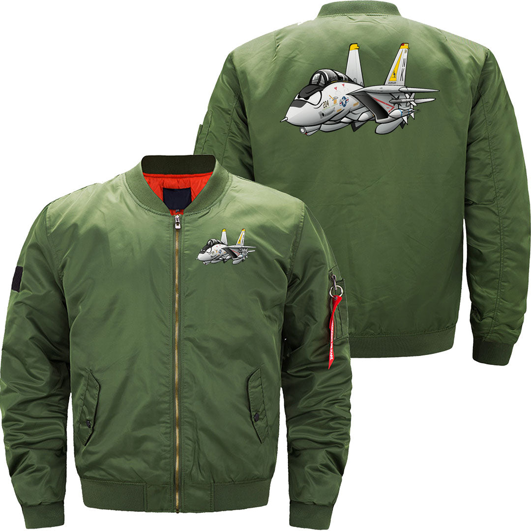 F-14 Tomcat Military Fighter Jet Aircraft Cartoon JACKET THE AV8R