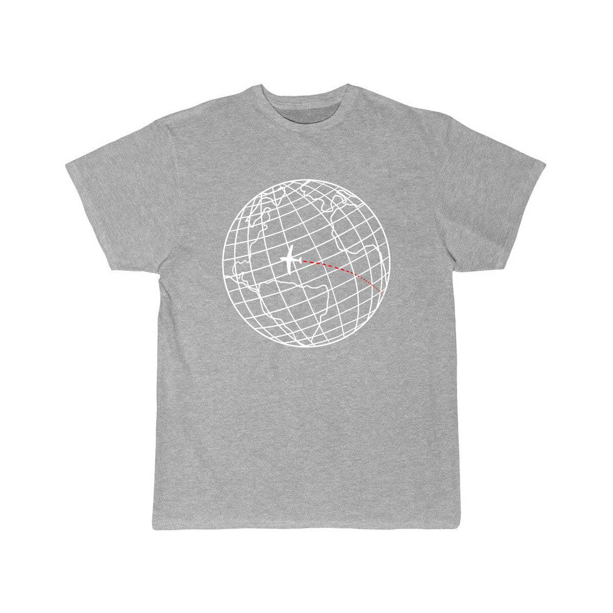 Globe with plane and red line T-SHIRT THE AV8R