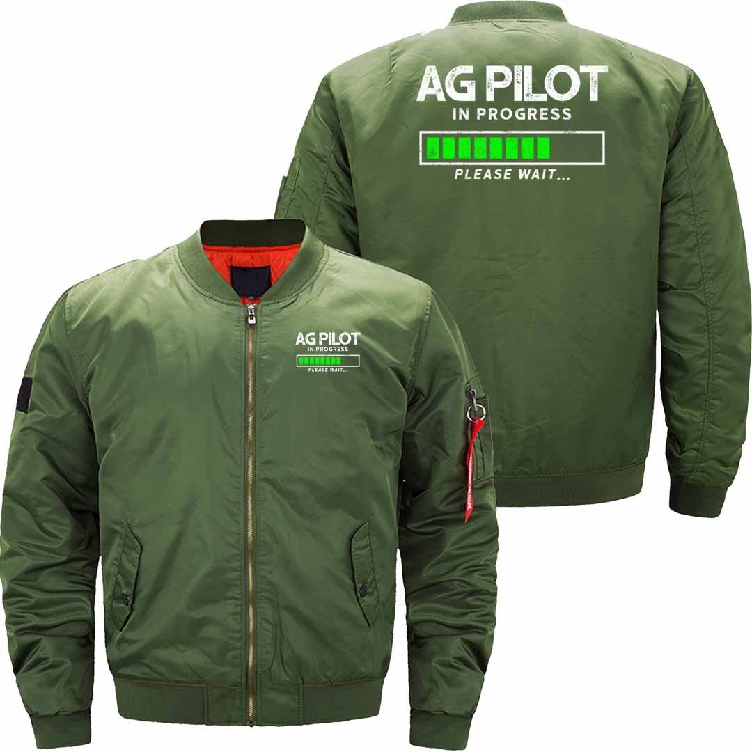 AG PILOT IN PROGRESS PLEASE WAIT.. BOMBER FLIGHT AVIATOR JACKET - PILOTSX