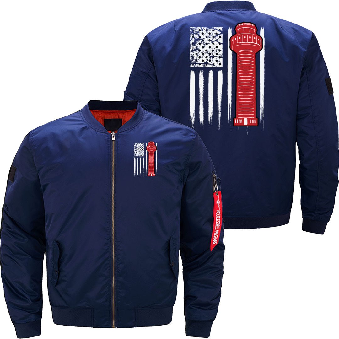 AIR TRAFFIC CONTROLLER US FLAG ATC BOMBER FLIGHT AVIATOR JACKET - PILOTSX