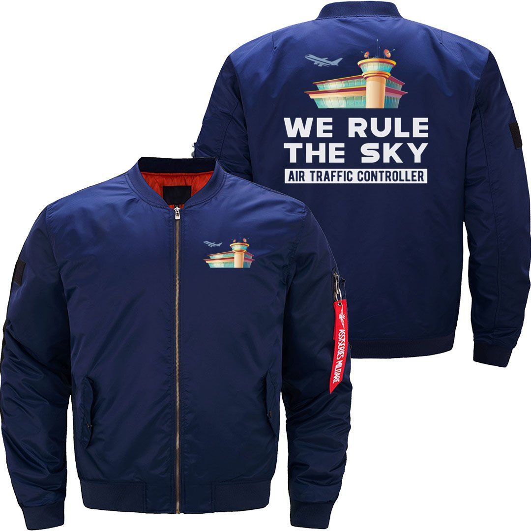 AIR TRAFFIC CONTROLLER WE RULE THE SKY BOMBER FLIGHT AVIATOR JACKET - PILOTSX