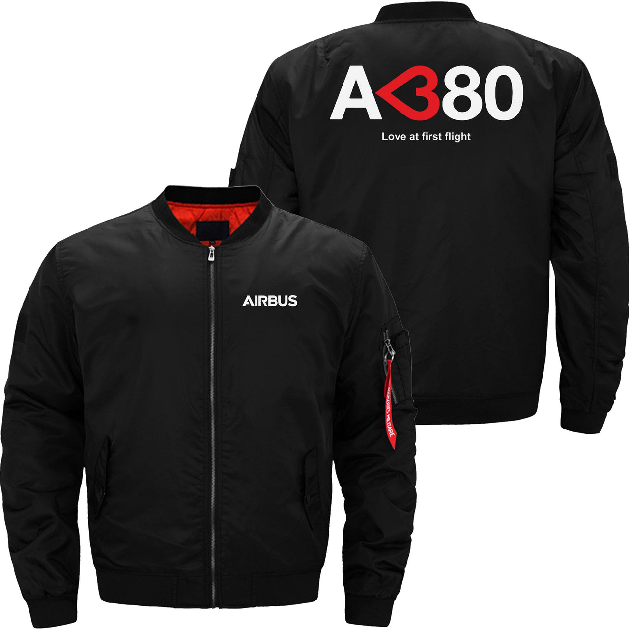 AIRBUS A380 LOVE AT FIRST FLIGHT Ma-1 Bomber Jacket Flight Jacket Aviator Jacket THE AV8R