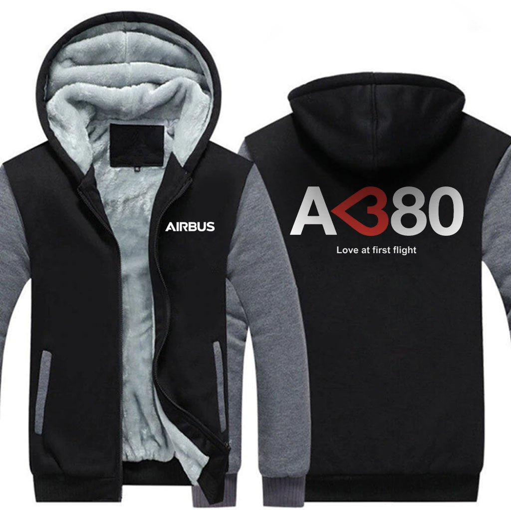 AIRBUS A380 LOVE AT FIRST FLIGHT ZIPPER SWEATERS THE AV8R