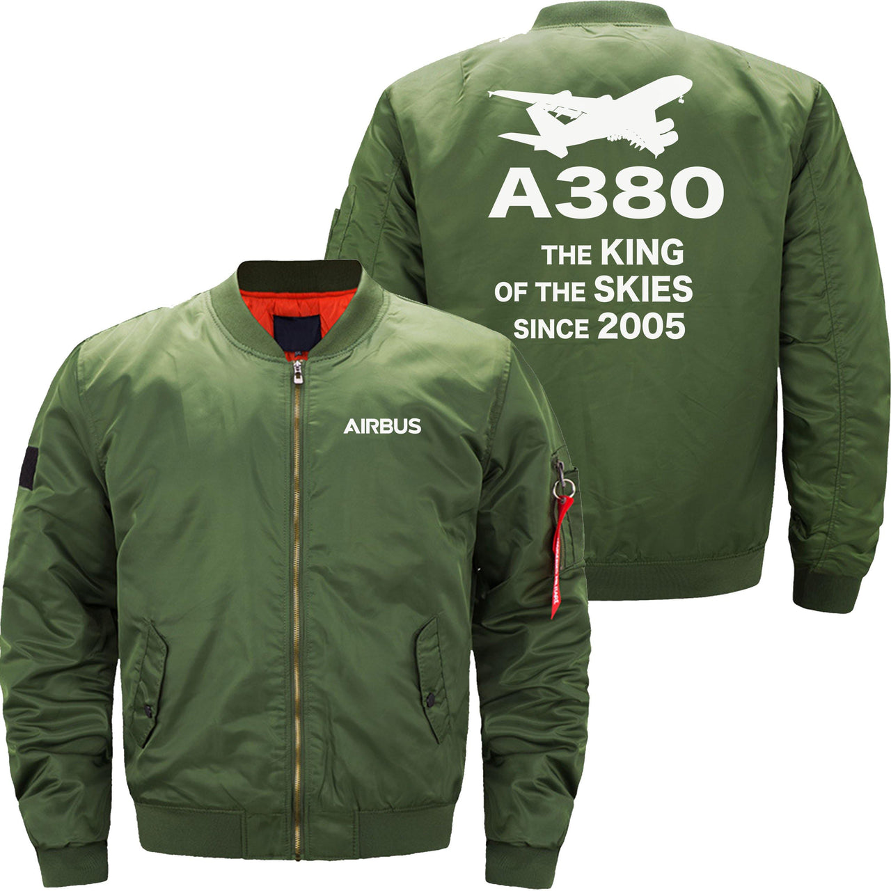 AIRBUS A380 THE KING OF THE SKIES SINCE 2005 Ma-1 Bomber Jacket Flight Jacket Aviator Jacket THE AV8R