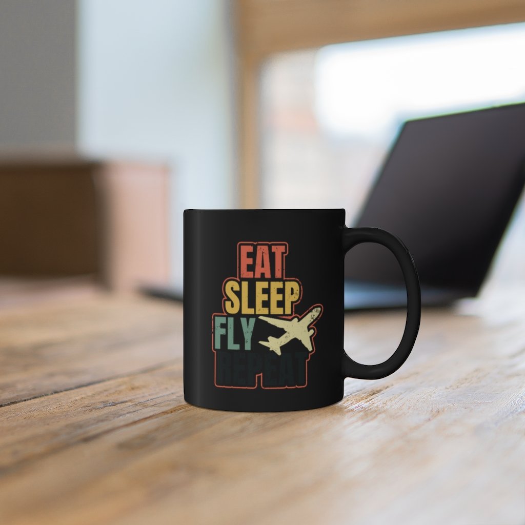 EAT SLEEP FLY  DESIGNED- MUG Printify