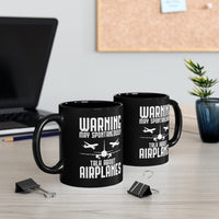 Thumbnail for WARNING AIRPLANES DESIGNED - MUG Printify