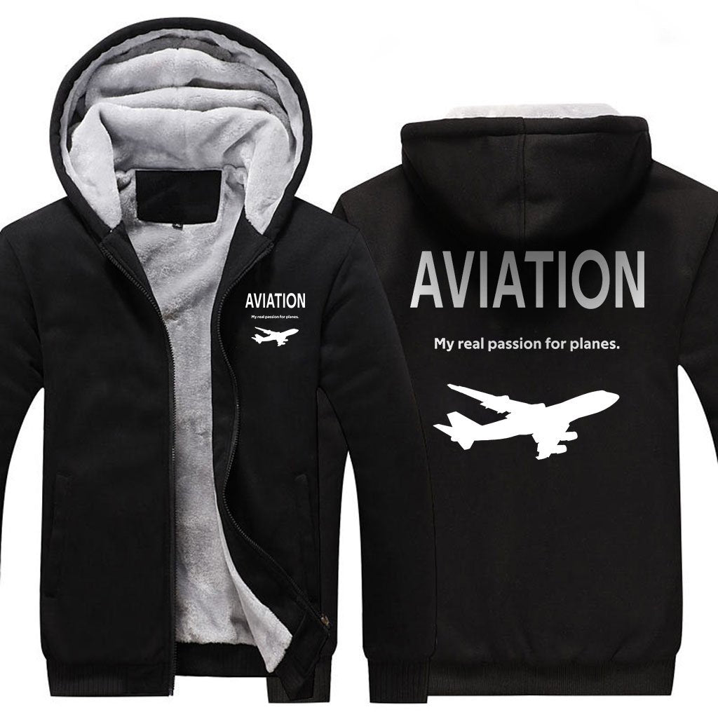 AVIATION MY REAL PASSION FOR PLANES ZIPPER SWEATER THE AV8R