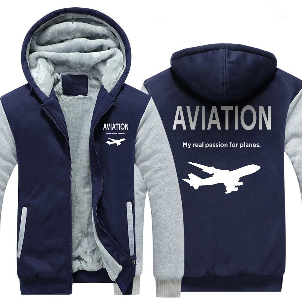 AVIATION MY REAL PASSION FOR PLANES ZIPPER SWEATER THE AV8R