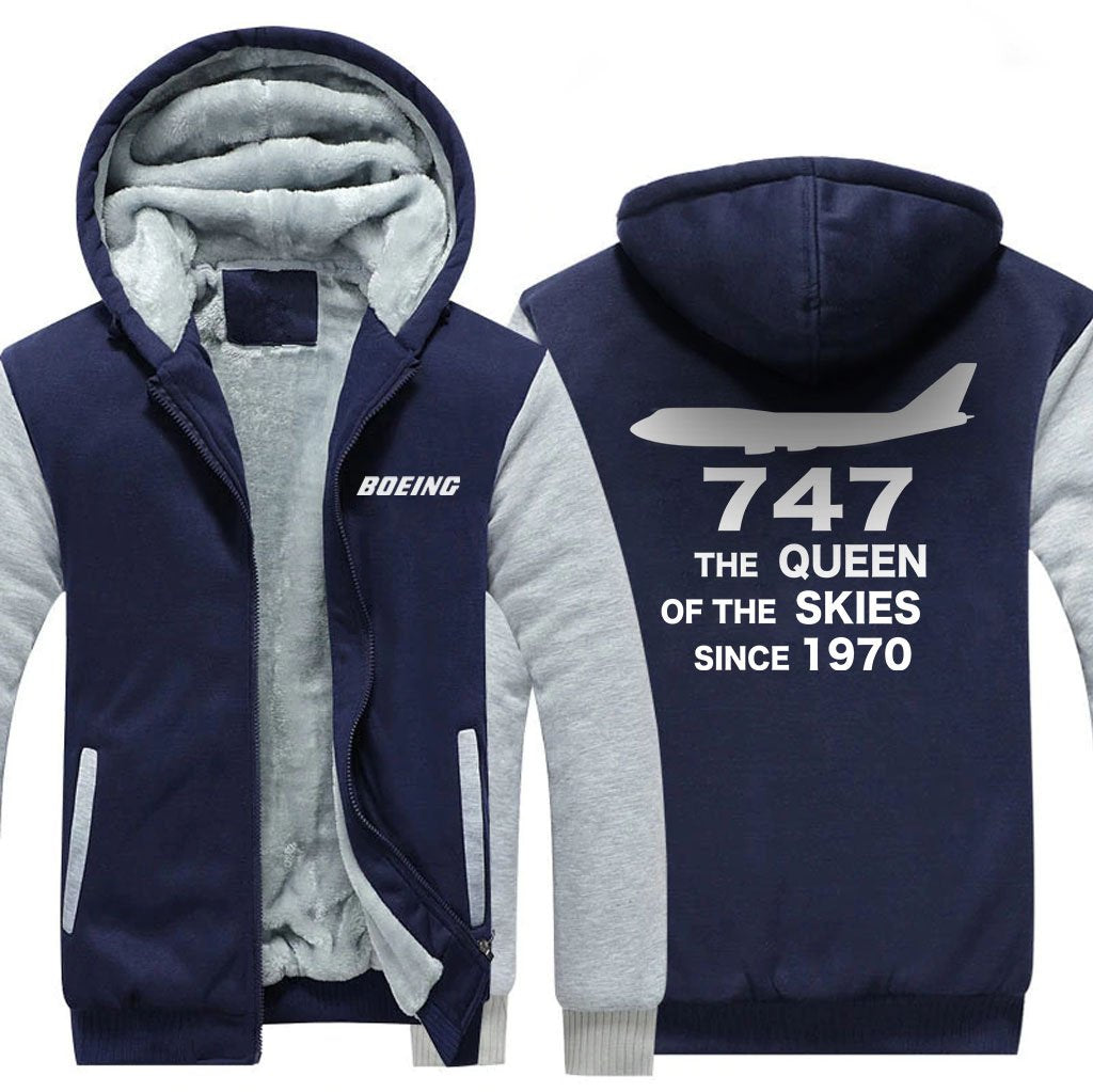 B747 THE QUEEN OF THE SKIES SINCE 1970 DESIGNED ZIPPER SWEATER THE AV8R