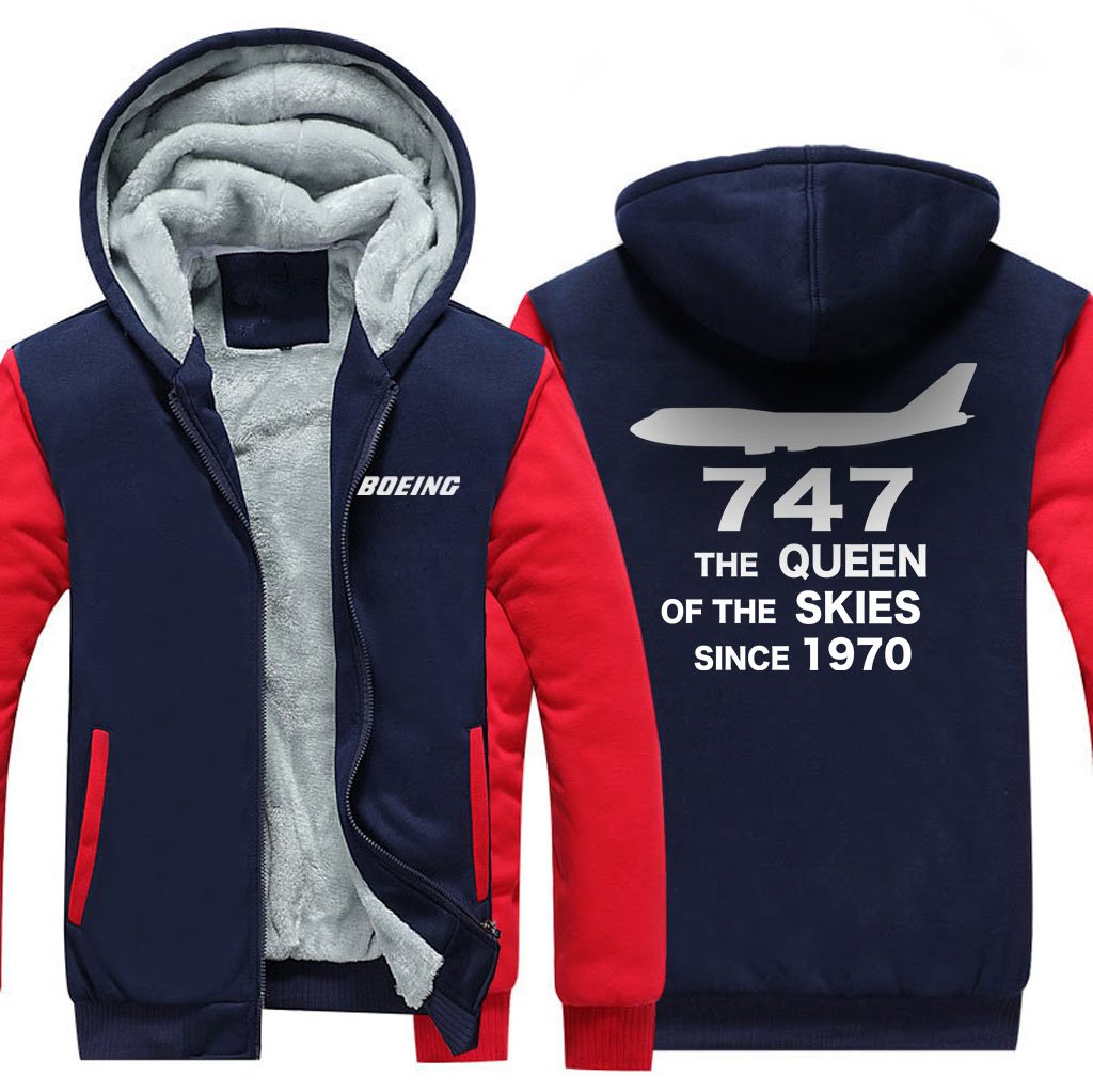 B747 THE QUEEN OF THE SKIES SINCE 1970 DESIGNED ZIPPER SWEATER THE AV8R