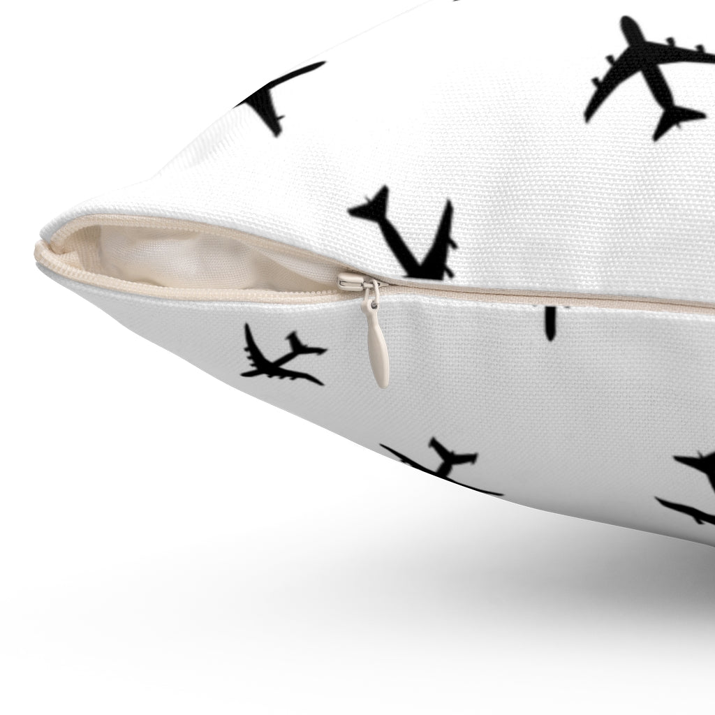 BLACK AIRPLANE PILLOW Printify