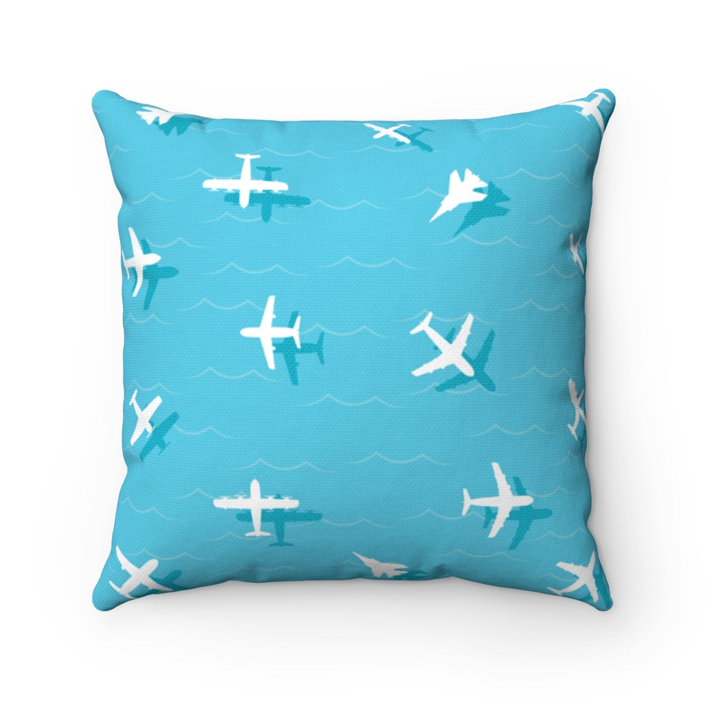 AIRPLANES WHITE PILLOW Printify