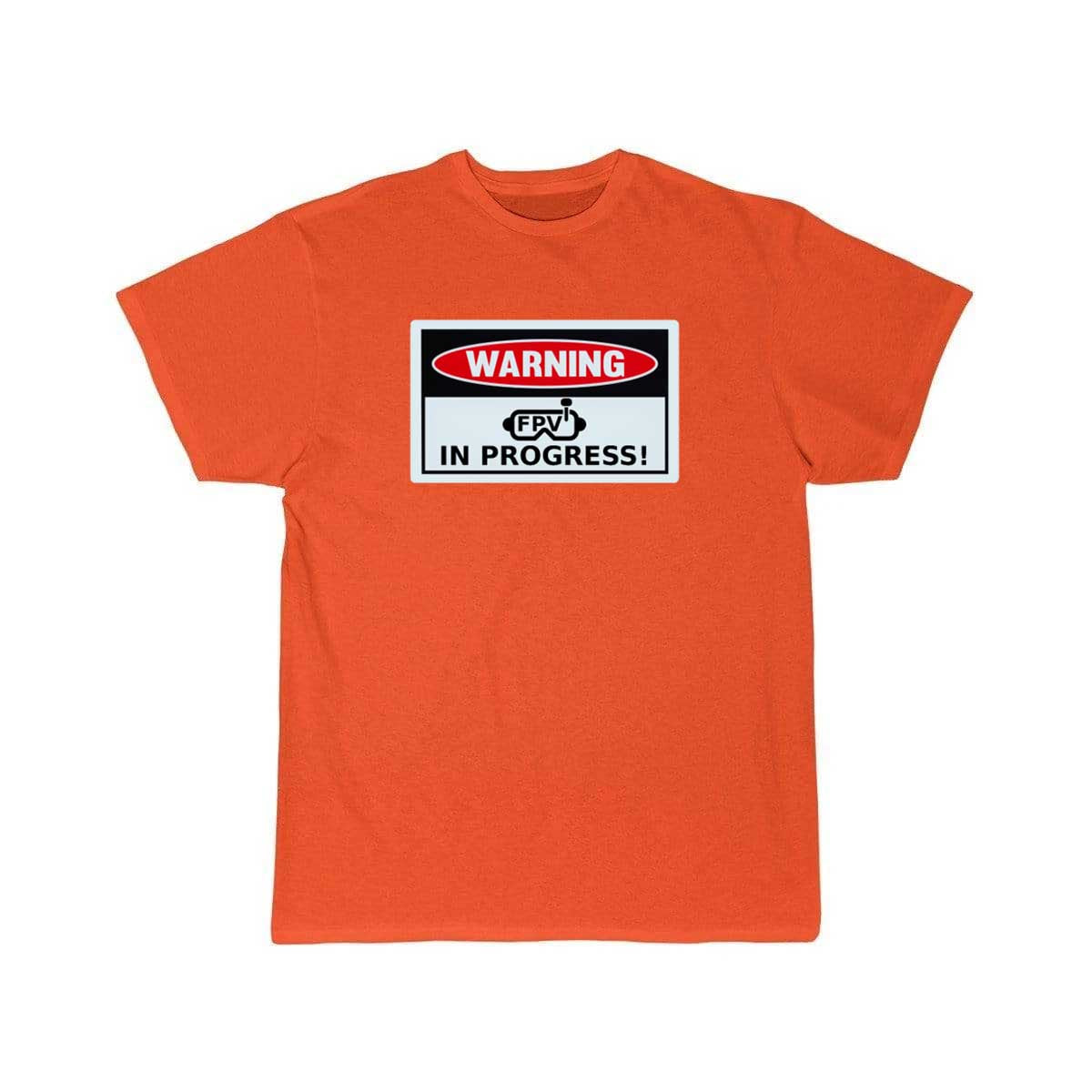 Warning FPV In Progress Funny Drone Racing Sign T-SHIRT THE AV8R