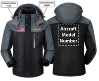 Thumbnail for CUSTOM NAME, FLAG AND AIRCRAFT MODEL NUMBER DESIGNED WINDBREAKER JACKET THE AV8R