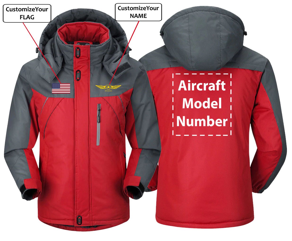 CUSTOM NAME, FLAG AND AIRCRAFT MODEL NUMBER DESIGNED WINDBREAKER JACKET THE AV8R