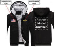 Thumbnail for CUSTOM THE FLAG & NAME WITH AIRCRAFT MODEL NUMBER ZIPPER SWEATERS THE AV8R