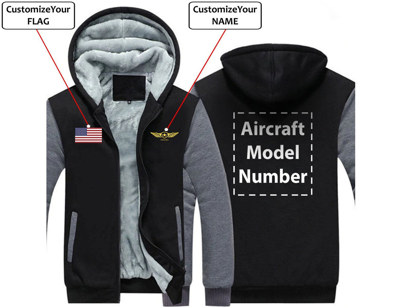 CUSTOM THE FLAG & NAME WITH AIRCRAFT MODEL NUMBER ZIPPER SWEATERS THE AV8R