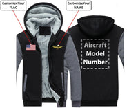 Thumbnail for CUSTOM THE FLAG & NAME WITH AIRCRAFT MODEL NUMBER ZIPPER SWEATERS THE AV8R