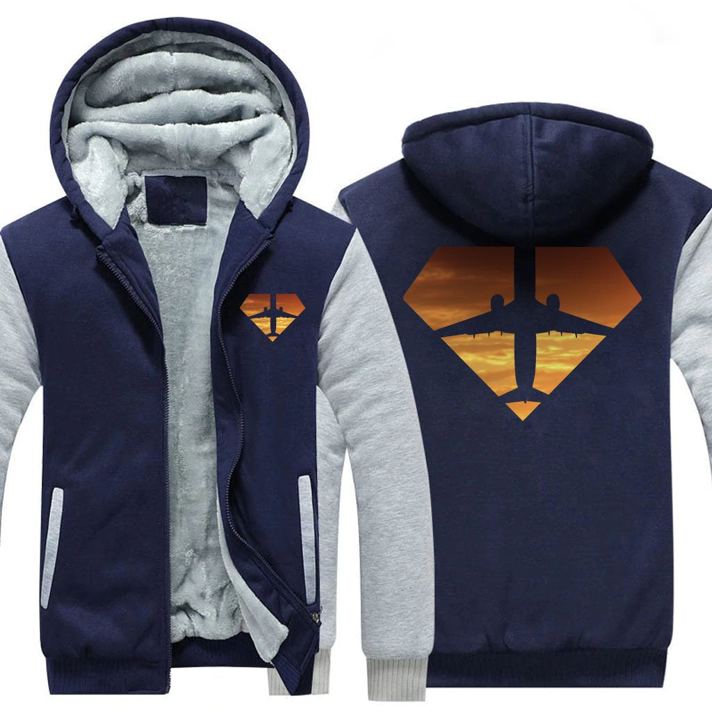 DIAMOND SHAPE AIRPLANE DESIGNED ZIPPER SWEATER THE AV8R