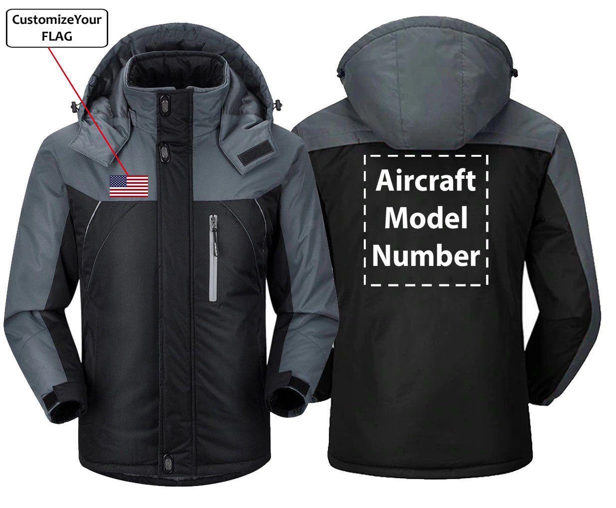 FLAG AND AIRCRAFT MODEL NUMBER DESIGNED WINDBREAKER JACKET THE AV8R