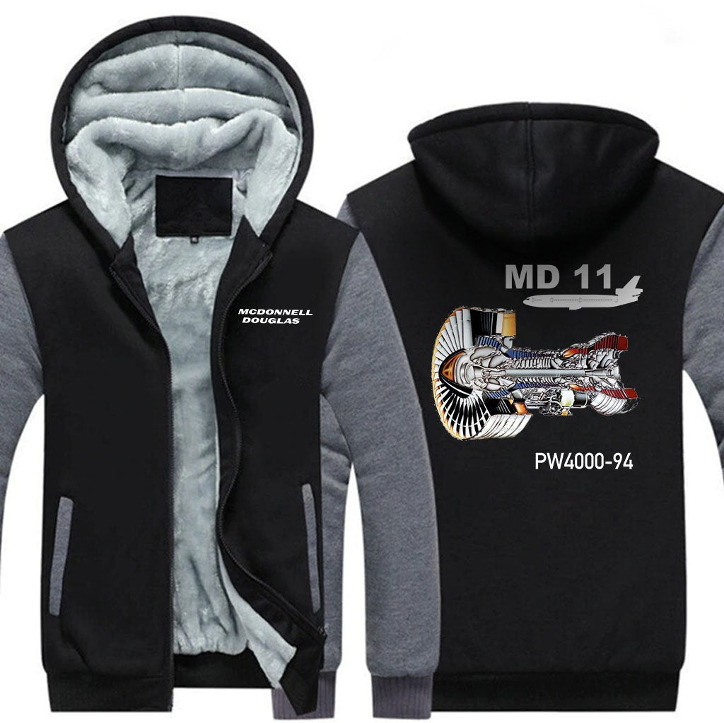 MCDONNELL DOUGLAS MD 11 PW4000-94 DESIGNED ZIPPER SWEATER THE AV8R