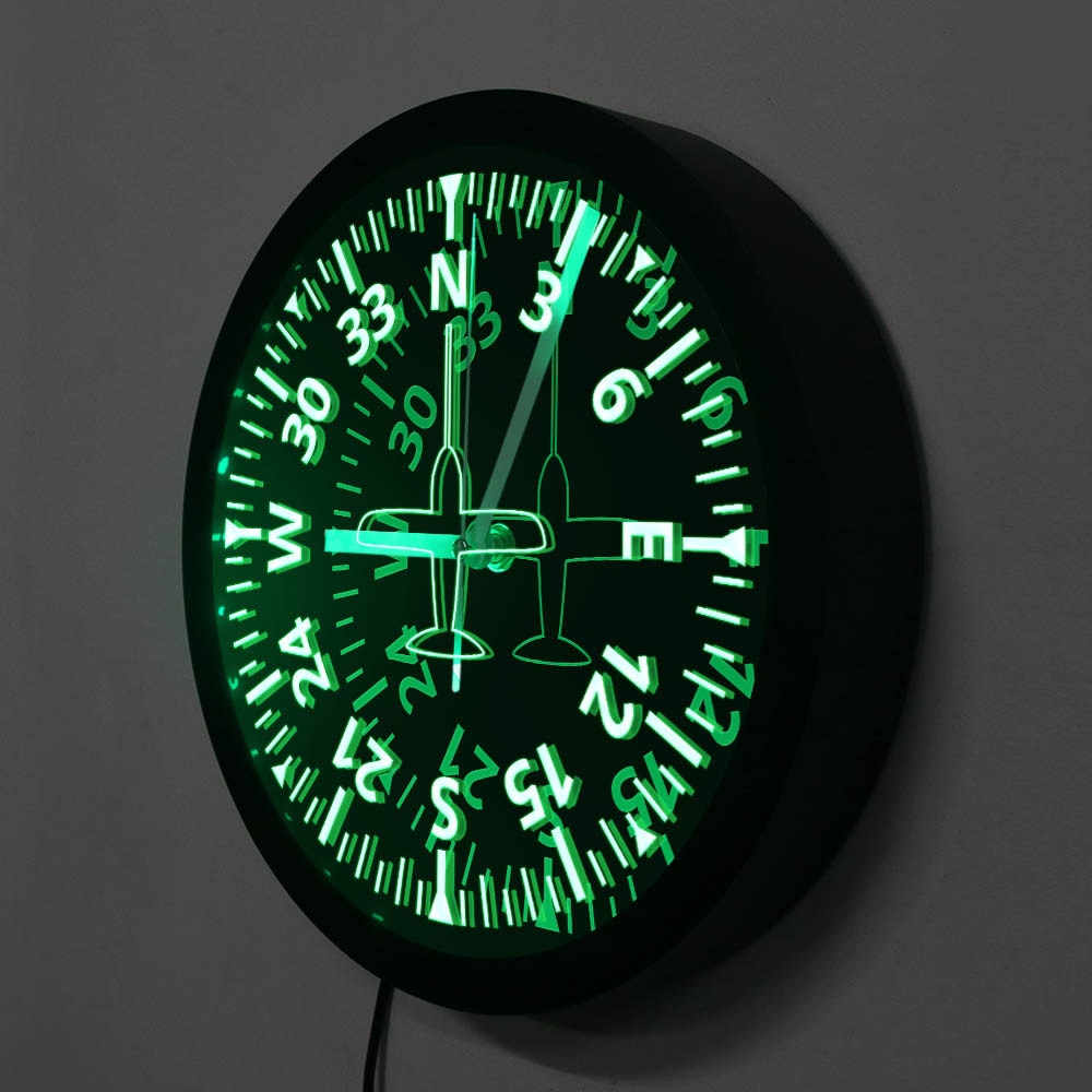 AIRCRAFT GAUGES COCKPIT INSTRUMENTS AVIATION LED LIGHTING WALL CLOCK THE AVIATOR