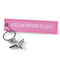 Thumbnail for Pink Kiss Me Before Flight  Embroidery Keychain THE AVIATOR