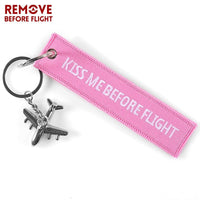 Thumbnail for Pink Kiss Me Before Flight  Embroidery Keychain THE AVIATOR