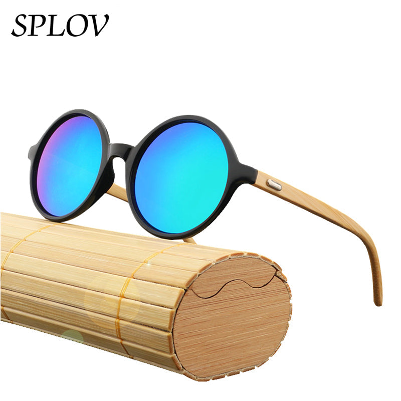 New Natural bamboo Leg Sunglasses Men Women Retro Round Wooden Sun Glasses AV8R