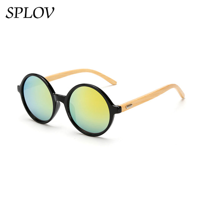 New Natural bamboo Leg Sunglasses Men Women Retro Round Wooden Sun Glasses AV8R