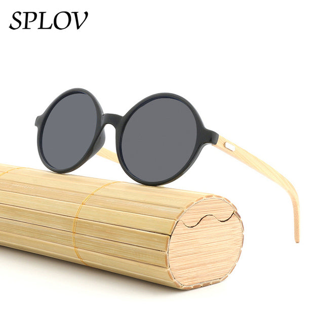 New Natural bamboo Leg Sunglasses Men Women Retro Round Wooden Sun Glasses AV8R