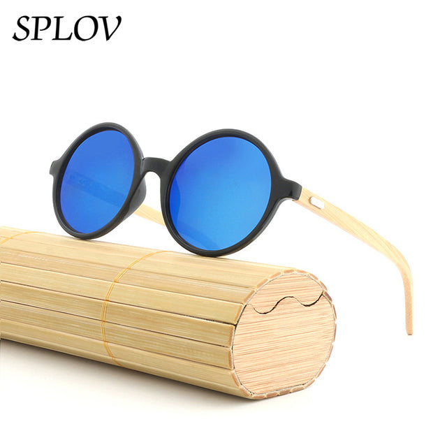 New Natural bamboo Leg Sunglasses Men Women Retro Round Wooden Sun Glasses AV8R