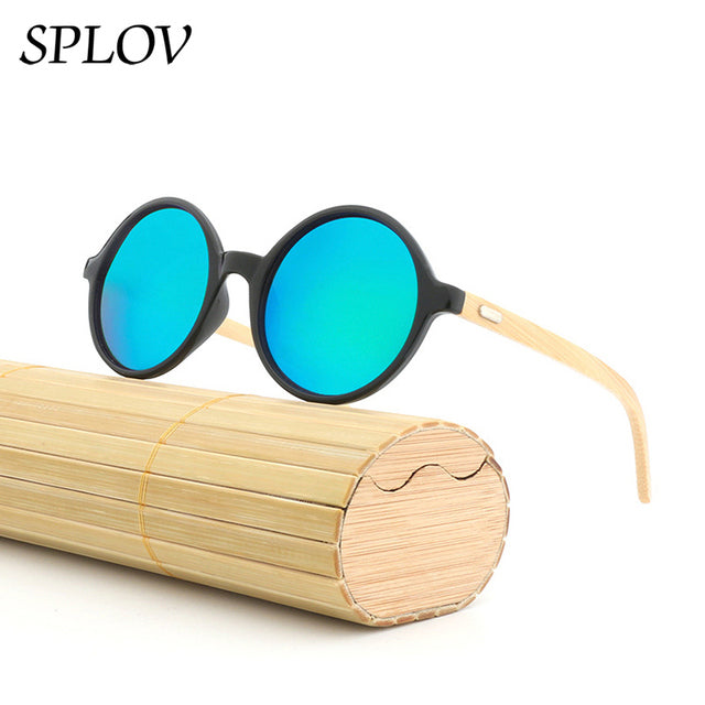 New Natural bamboo Leg Sunglasses Men Women Retro Round Wooden Sun Glasses AV8R