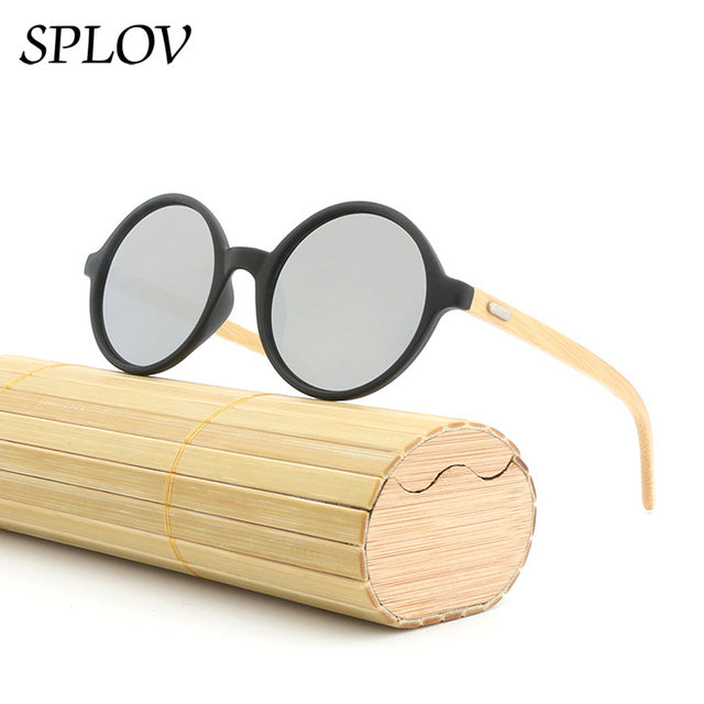 New Natural bamboo Leg Sunglasses Men Women Retro Round Wooden Sun Glasses AV8R