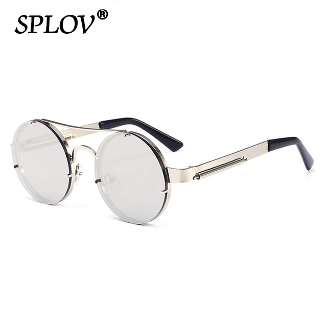 Vintage Steam Punk Round Sunglasses Men Women Retro Metal Double Beams Sun Glasses AV8R