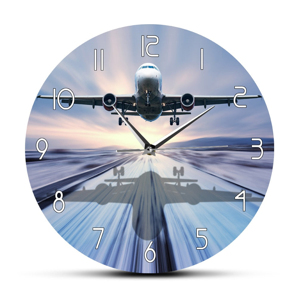 LANDING OF THE PASSENGER PLANE MODERN WALL CLOCK THE AVIATOR