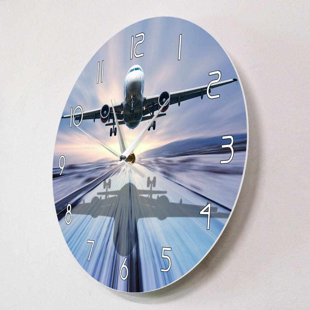 LANDING OF THE PASSENGER PLANE MODERN WALL CLOCK THE AVIATOR