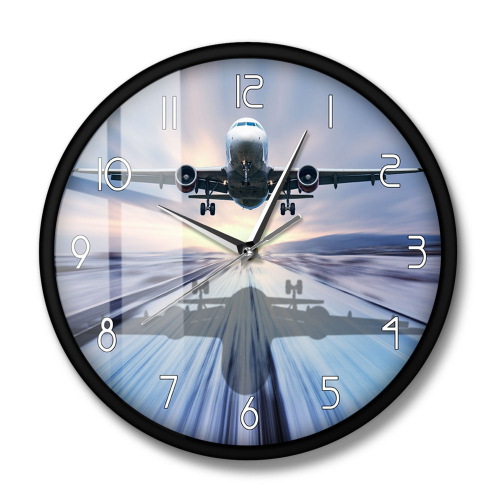 LANDING OF THE PASSENGER PLANE MODERN WALL CLOCK THE AVIATOR